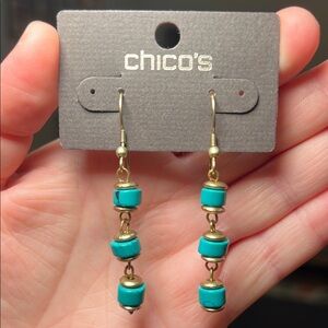 Chico’s Southwestern Turquoise Gold Tone Dangle Earrings
